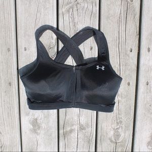 Black Under Armour Racerback Sports Bra Large Zip